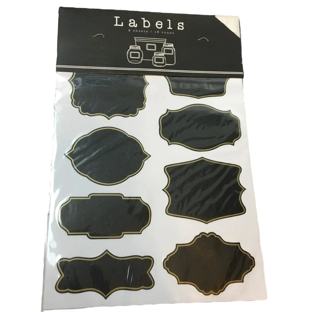Jar Labels Chalkboard Style Black Organizing Labeling Pantry Crafts Gifts NWT